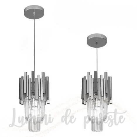 Pendul LED Scaly Silver, 1 sursa de iluminare